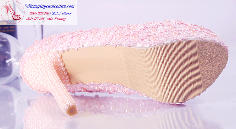 Giày cưới cô dâu màu hồng công chúa xinh xắn GCD0202