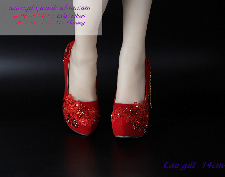 Giày cưới cao gót màu đỏ sang trọng GCD0701