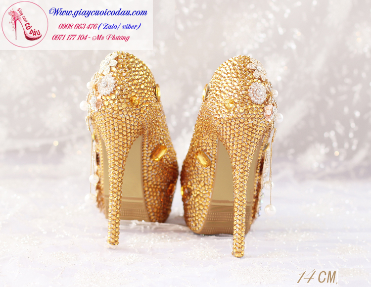 Giày cưới ánh kim vàng sang trọng GCD33