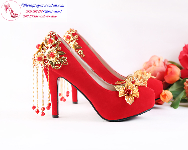 Giày cưới đỏ phong cách thời trang trung hoa GCD85 nổi bật!