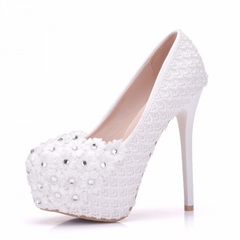 Giày cưới cao gót màu trắng 14cm tinh tế GCD129