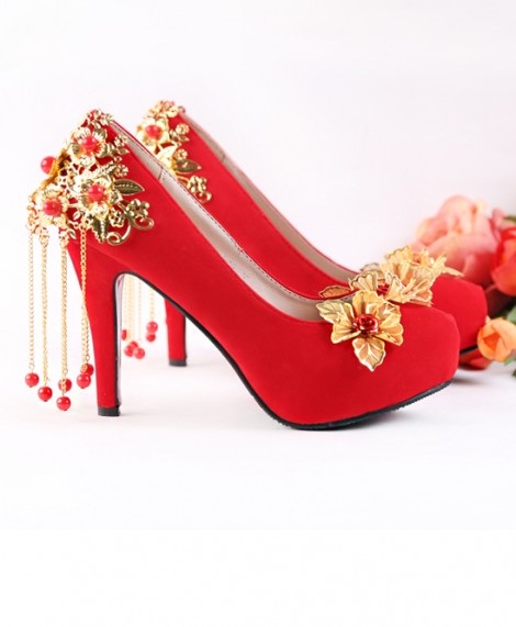 Giày cưới cô dâu màu đỏ lộng lẫy GCD85
