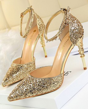Giày cưới cô dâu màu vàng kim sang trọng GCD4601